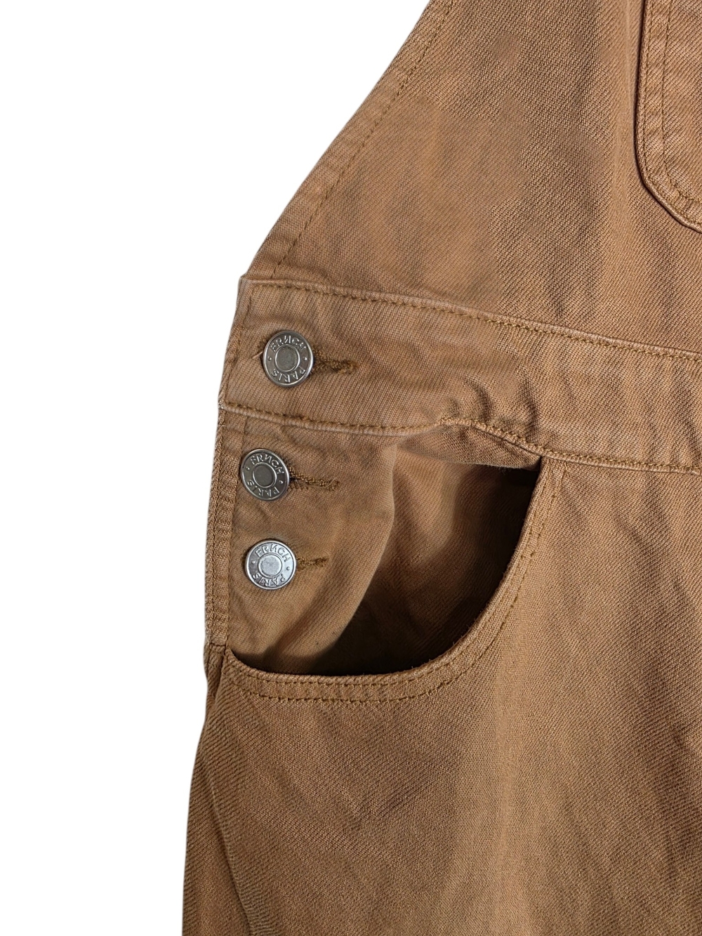 FRNCH Paris Denim Caramel Tan Cotton Overall Jumpsuit with Adjustable Straps - Picture 7 of 12